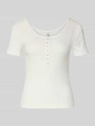 Only Slim Fit T-Shirt aus Baumwoll-Mix Modell 'SIMPLE' in Offwhite, Gr...