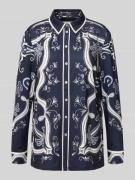 Oui Regular Fit Hemdbluse mit Manschetten in Dunkelblau, Größe 36