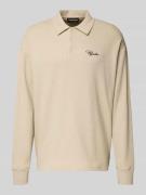 Pegador Poloshirt mit Label-Stitching in Ecru, Größe S