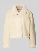 REVIEW Jacke mit Kunstfellbesatz in Offwhite, Größe L