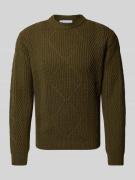 Manuel Ritz Strickpullover mit Zopfmuster und Rundhalsausschnitt in Pe...