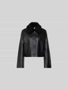 Self-Portrait Cropped Jacke mit Umlegekragen in Black, Größe L