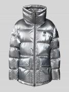 Blauer USA Steppjacke mit Stehkragen in Silber, Größe L