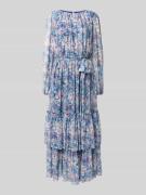 Swing Abendkleid mit Volants in Marine, Größe 38