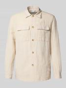 Manuel Ritz Regular Fit Leinenhemdjacke mit Brustpattentaschen in Offw...