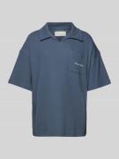 ANOTHER COTTON LAB Oversized Poloshirt mit Label-Print in Dunkelblau, ...