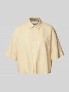 Jake*s Collection Relaxed Fit Leinenbluse mit Brusttasche in Hellgelb,...