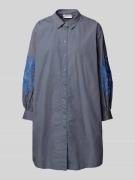 Jake*s Casual Knielanges Hemdblusenkleid mit Stickereien in Jeansblau,...