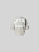 RHUDE Oversized T-Shirt mit Label-Print in Hellgrau Melange, Größe M