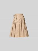 BAUM & PFERDGARTEN Midirock mit gelegten Falten in Beige, Größe 40