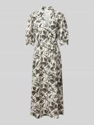 Jake*s Collection Midikleid mit Bindegürtel in Beige, Größe 34