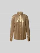 Norma Kamali Hemdbluse mit verdeckter Knopfleiste in Gold, Größe S