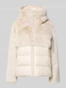 Blauer USA Steppjacke mit Kunstfellbesatz Modell 'FANEVIL' in Kitt, Gr...