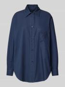 Emporio Armani Oversized Hemdbluse mit Label-Stitching in Marine, Größ...
