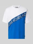Michael Kors T-Shirt mit Label-Print Modell 'KORS MESH STRIPE' in Weis...
