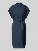 Marc O'Polo Leinenkleid mit Taillengürtel in Marine, Größe 34