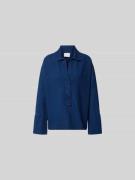 Closed Jeansbluse aus Leinen-Mix in Marine, Größe S
