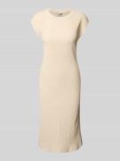 Tom Tailor Midikleid in Crinkle-Optik in Beige, Größe 40