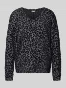 Street One Sweatshirt mit gerippten Abschlüssen in Anthrazit, Größe 44