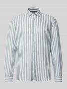 Jake*s Slim Fit Business-Hemd aus Leinen-Mix mit Kentkragen in Dunkelg...