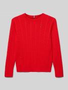 Tommy Hilfiger Teens Regular Fit Pullover mit Zopfmuster in Rot, Größe...