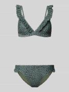 Shiwi Bikini-Set im Allover-Look mit Rüschen in Oliv, Größe 34