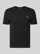 REVIEW Basic Slim Fit T-Shirt mit Flock-Logo auf der Brust in Black, G...
