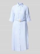 Christian Berg Woman Hemdblusenkleid aus Leinen mit Gürtel in Hellblau...