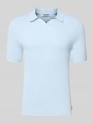 REVIEW Slim Fit Poloshirt mit Strukturmuster in Hellblau, Größe L