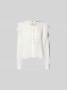 Self-Portrait Hemdbluse mit Knopfleiste in Weiss, Größe XS