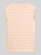 Tom Tailor Denim Slim Fit Top in Rippoptik in Apricot, Größe L