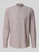 MCNEAL Regular Fit Freizeithemd aus Leinen-Baumwoll-Mix in Mittelbraun...
