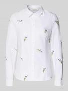 Christian Berg Woman Hemdbluse mit Motiv-Stitchings in Weiss, Größe 34