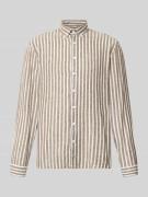Lindbergh Relaxed Fit Freizeithemd mit Button-Down-Kragen in Schoko, G...