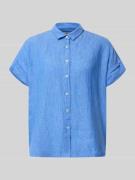 0039 Italy Leinenbluse mit Knopfleiste Modell 'DOLLY' in Bleu, Größe L