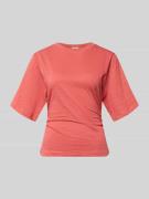 Jake*s Casual T-Shirt mit 1/2-Arm und Raffungen in Koralle, Größe L