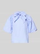 Rich & Royal Bluse mit Schluppe und Ballonärmeln in Hellblau, Größe 34