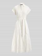 Lauren Ralph Lauren Hemdblusenkleid mit Volants in Weiss, Größe 34