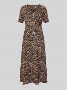 Zero Midikleid mit V-Ausschnitt und kurzer Knopfleiste in Beige, Größe...