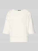 Zero Sweatshirt mit Lochstickerei und 3/4-Arm in Ecru, Größe 34