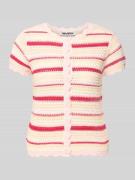 REVIEW Gestreiftes Häkel-Top mit Muschelrand-Detail in Rose, Größe L