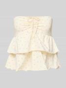 REVIEW Bandeau-Top im Stufen-Look mit Schnürung in Offwhite, Größe L