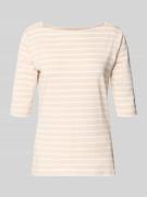 comma T-Shirt mit U-Boot-Ausschnitt in Beige, Größe 40