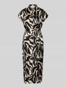 Apricot Hemdblusenkleid mit Brusttasche und Bindegürtel in Black, Größ...