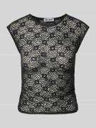REVIEW T-Shirt aus Spitze mit Raffung an der Seitennaht in Black, Größ...