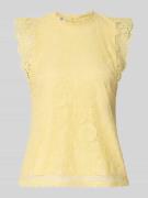 Pieces Shaped Fit Blusentop mit Spitzenbesatz Modell 'OLLINE' in Hellg...