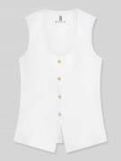 Tommy Hilfiger Slim Fit Weste aus Leinen-Mix in Weiss, Größe 34