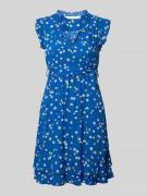 Apricot Minikleid aus Viskose mit Bindegürtel in Blau, Größe L