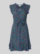 Apricot Minikleid aus Viskose mit Bindegürtel in Blau, Größe L