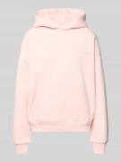 REVIEW Hoodie mit Logo-Print und Känguru-Tasche in Rose, Größe L